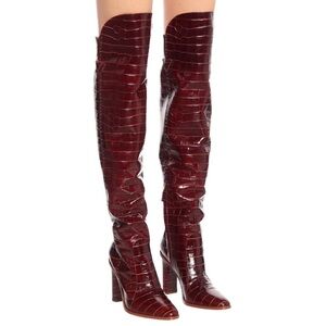 NIB Max Mara Beboot Knee-High Leather Boots Dark Brown Size EU 36 $1365